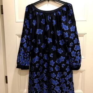 Vineyard Vines Blue Floral Silk Shift Dress SZ 12